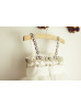 Ivory Beaded Satin Tulle Tutu Flower Girl Dress First Communion Dress
